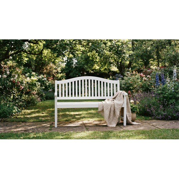Бяла градинска пейка от масивно дърво Singapore – Garden Pleasure-image-3