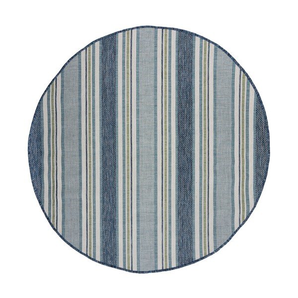 Кръгъл килим за открито и закрито тюркоазен ø 160 cm Roma Stripe – Flair Rugs