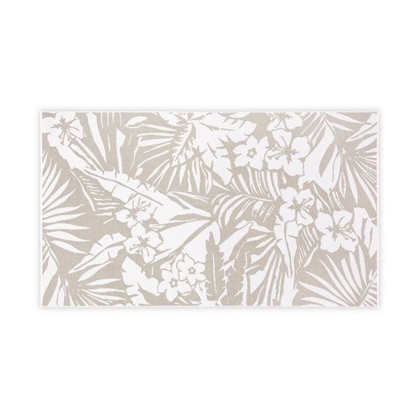 Бежово-бяла памучна постелка за баня , 100 x 180 cm Floral - Foutastic