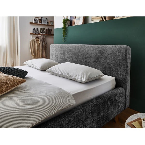 Тъмносиво двойно легло 160x200 cm тапицирано с място за съхранение с включена подматрачна рамка Mattis – Meise Möbel-image-4