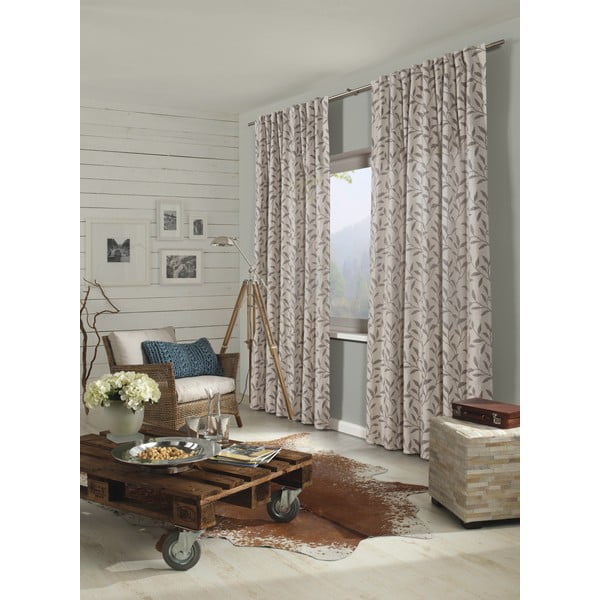 Сиво-бежова завеса със смес от лен 140x245 cm List – Sehlbach-image-2