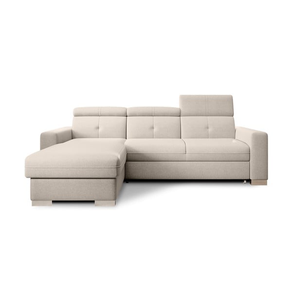 Бежов разтегателен ъглов диван с място за съхранение (ляв ъгъл) Fresia – ELTAP