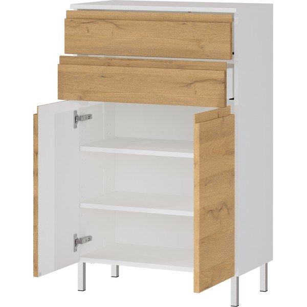 Бял нисък шкаф за баня в дъб 60x97 cm Torrance - Germania-image-2