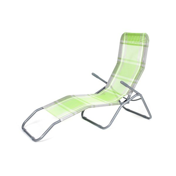 Зелен метален сгъваем градински шезлонг - Happy Green-image-2