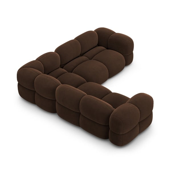 Тъмнокафяв кадифен ъглов диван Loretto – Cosmopolitan Design-image-4