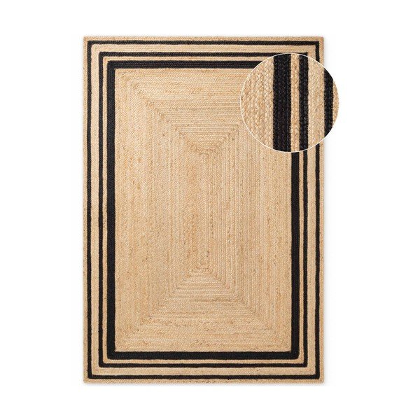 Черен/в естествен цвят двустранен/ръчно изработен ютен килим 160x230 cm Jutta – Hanse Home