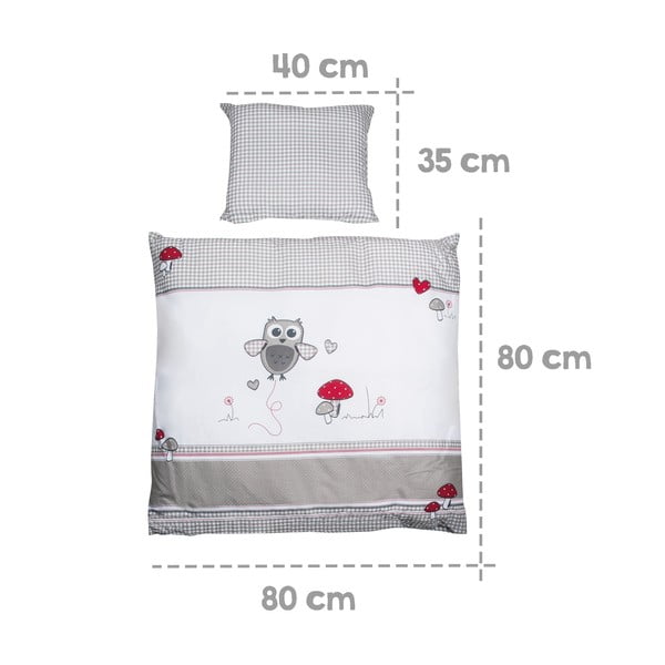 Бяло/сиво памучно детско спално бельо за детско креватче 80x80 cm Adam & Eule – Roba-image-3
