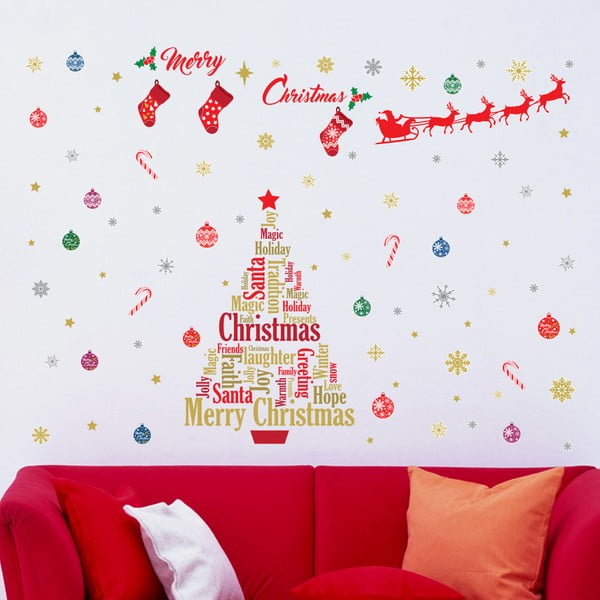 Samolepka na zeď Walplus English Quotes Christmas Decoration Set