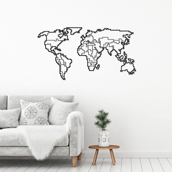 Черна метална декорация за стена Световна карта - Unknown