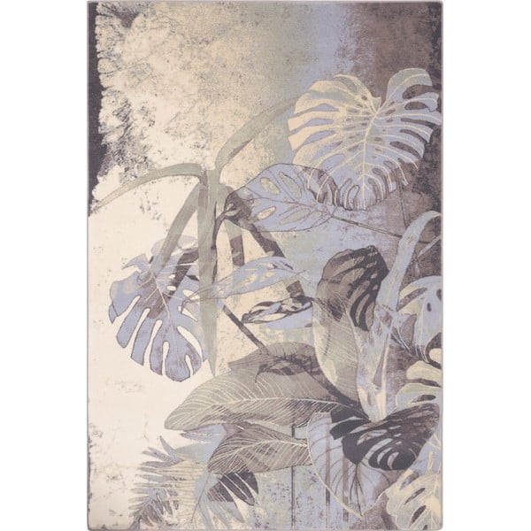 Вълнен килим в кремаво-сиво 133x180 cm Plants - Agnella
