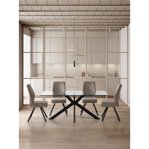 Светлосиви велурени трапезни столове в комплект 2 бр. Anibal – Marckeric-image-1