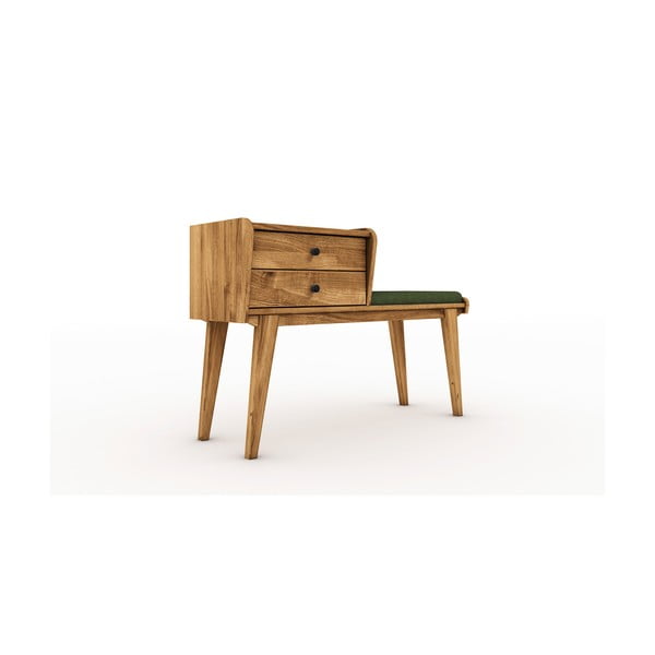 Дъбова пейка с чекмеджета със зелена седалка Retro - The Beds