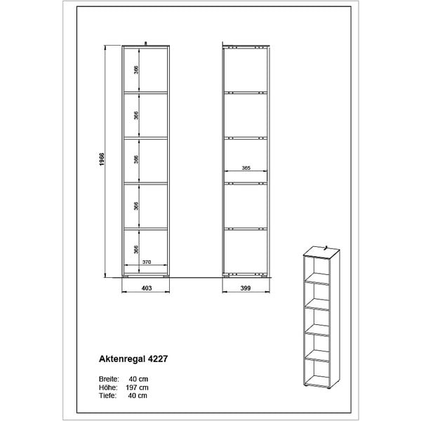 Сив и бежов шкаф за книги от орех 41x197 cm Ancona - Germania-image-4