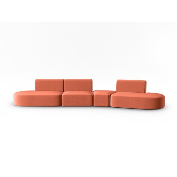 Розов кадифен диван с десен ъгъл 428 cm Paolo – Milo Casa