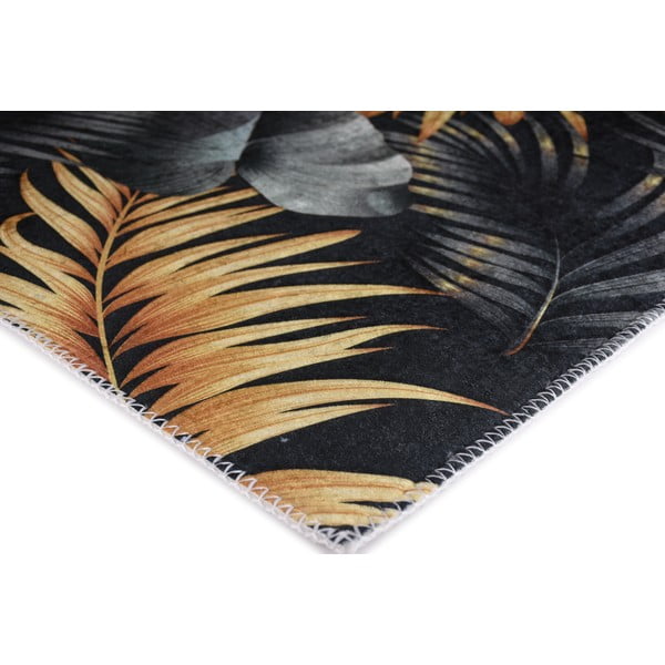 Тъмносиня и златиста пътека подходяща за пране 80x200 cm Midnight Leaves – Vitaus-image-2