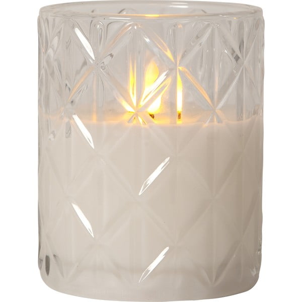 Бяла LED восъчна свещ в стъкло, височина 12,5 см Flamme Romb - Star Trading