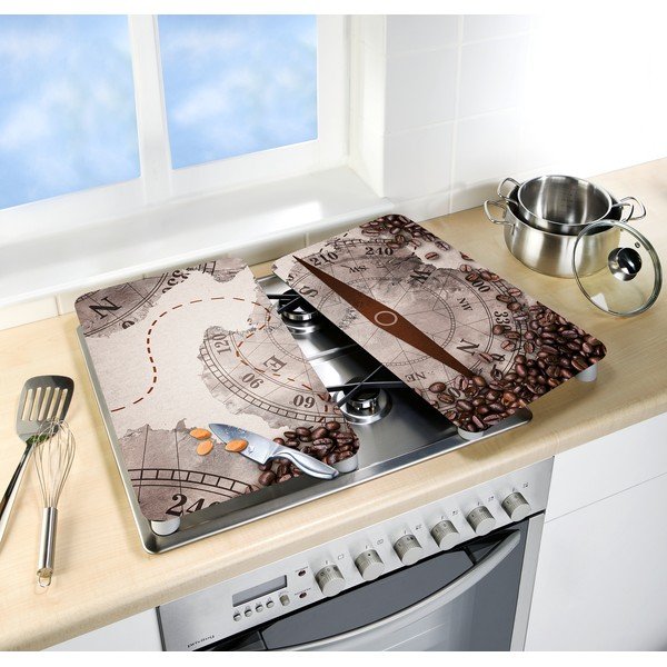 Sada 2 skleněných krytů na sporák Wenko Compass, 52 x 30 cm-image-1