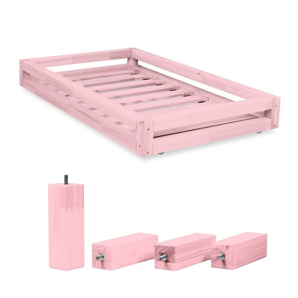 Комплект от розово чекмедже под леглото и 4 удължени крака , за легло 80 x 180 cm - Benlemi