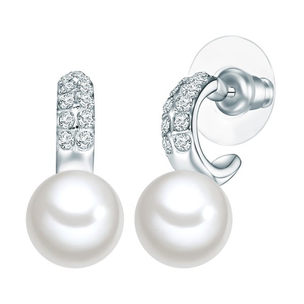 Náušnice s bílou perlou Perldesse Lia, ⌀ 1 cm