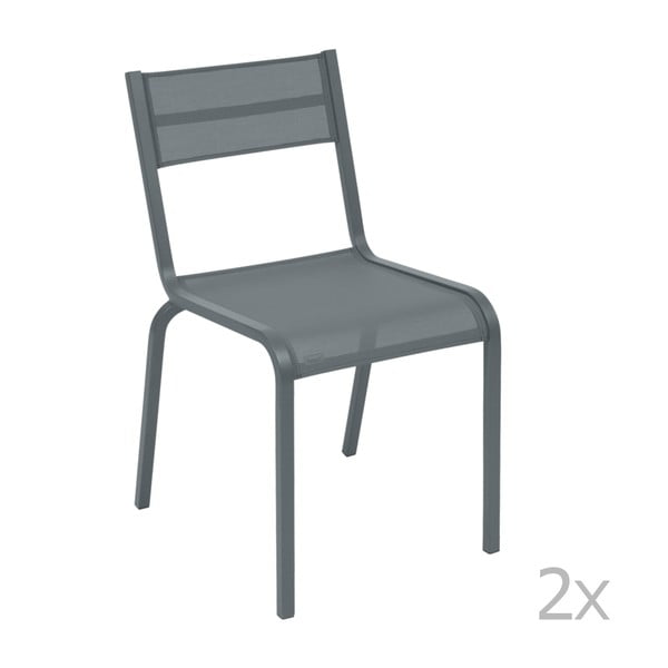 Комплект от 2 тъмно сиви метални градински стола Oléron - Fermob