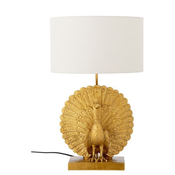 Настолна лампа  в златист цвят с текстилен абажур (височина 58,5 cm) Peacock – Bloomingville