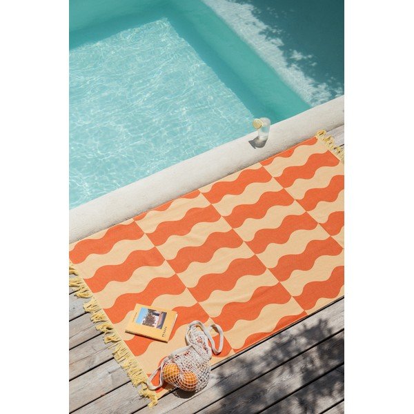 Жълта/оранжева памучна плажна кърпа 100x160 cm Nuno – noo.ma-image-2