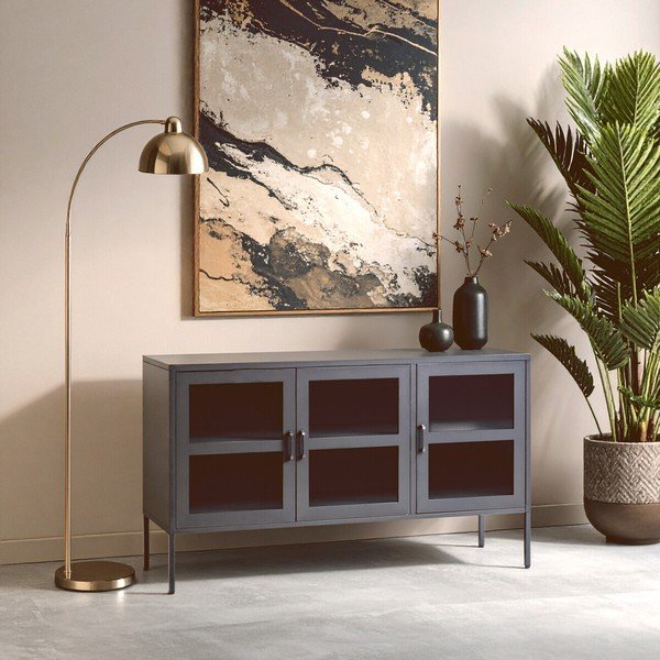 Сива стоманена витрина 140x80x45 cm Acier – Premier Housewares-image-3