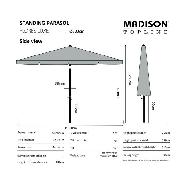 Син чадър ø 300 cm Flores - Madison-image-1