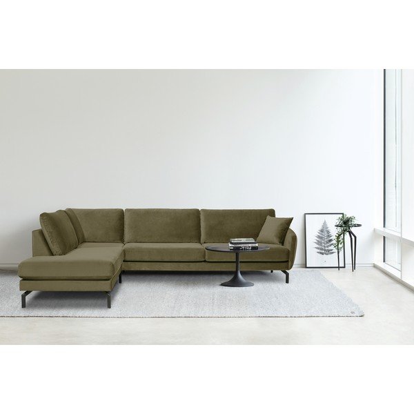 Ъглов диван от зелено кадифе (ляв ъгъл) Magic - Scandic-image-1