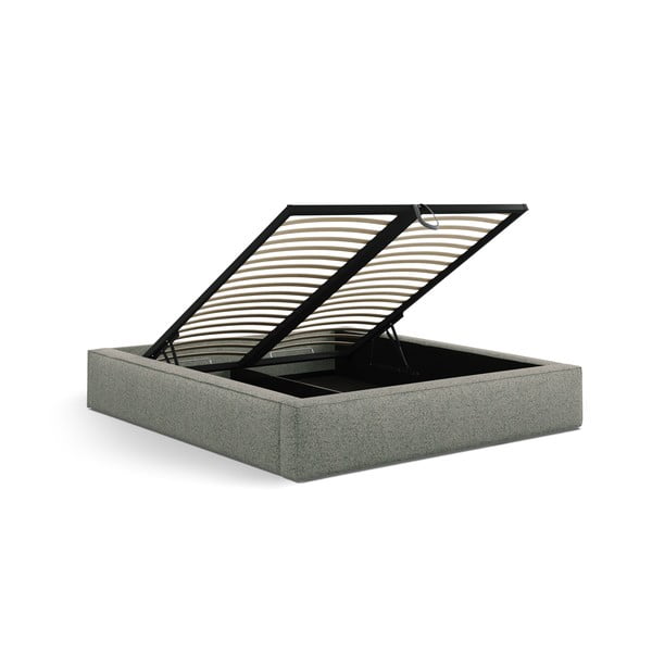 Зелено двойно легло 200x200 cm тапицирано с място за съхранение с включена подматрачна рамка Simon Olivia – Micadoni -image-4