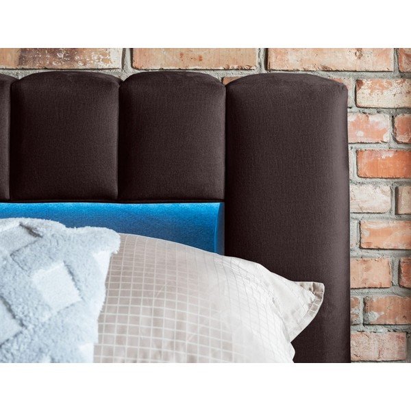 Тъмнокафяво тапицирано двойно легло с място за съхранение и включена подматрачна рамка 160x200 cm Lamica – ELTAP-image-4