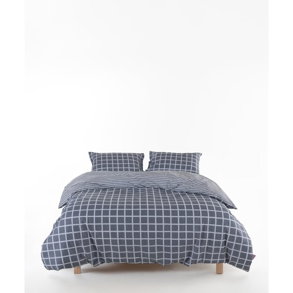 Сиво двойно удължено спално бельо от памук Renforcé 240x220 cm Linear Calm Geometric – Mila Home Luxury