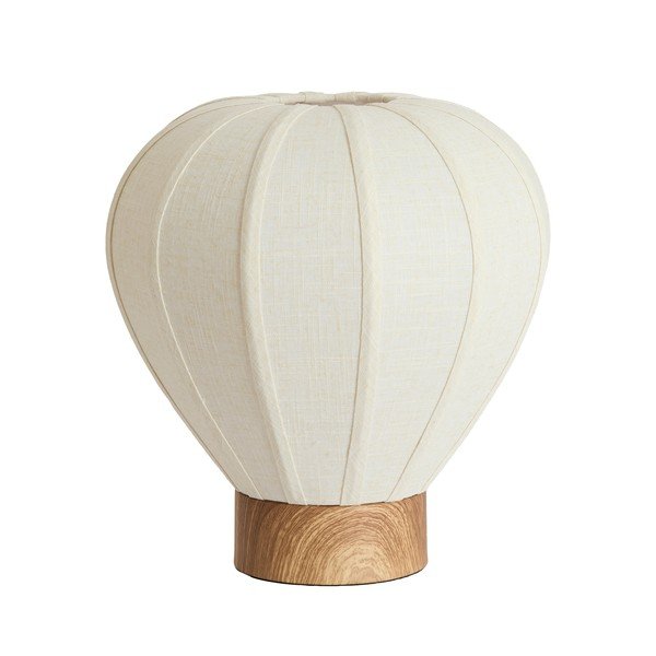 Кремава метална настолна лампа с текстилен абажур (височина 36 cm) Kyzo – Light & Living