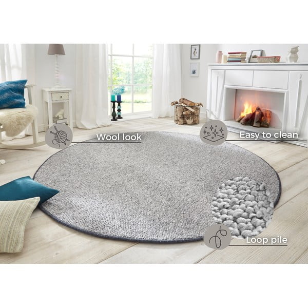Сив кръгъл килим ø 133 cm Wolly – BT Carpet-image-4