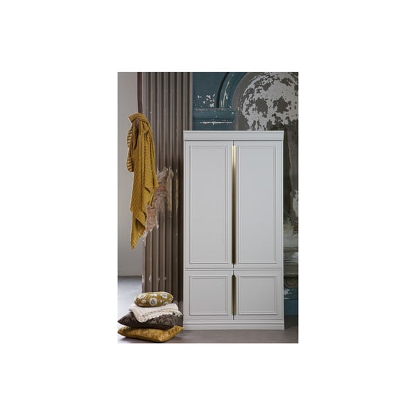 Светлосив гардероб от масивен бор 110x215x62 cm Organize – WOOOD-image-1