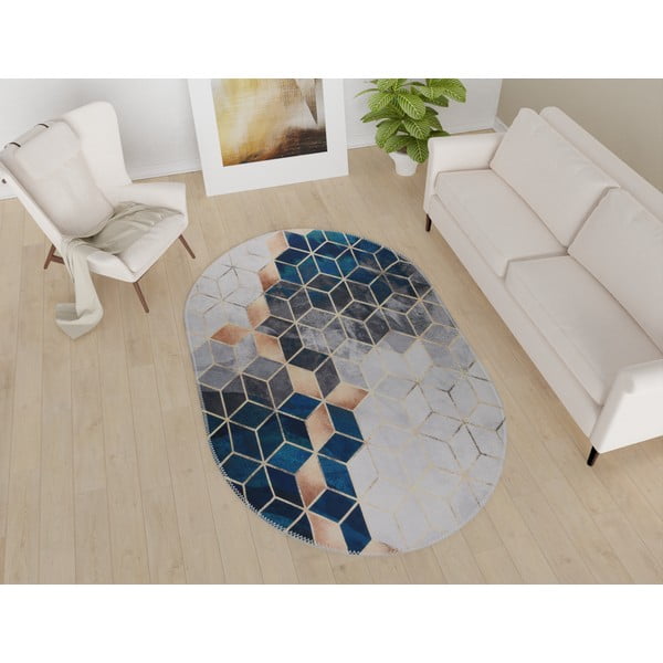 Миещ се килим в бяло-петролен цвят 60x100 cm - Vitaus-image-1