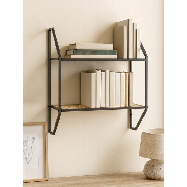 Черен/в естествен цвят на няколко нива метален стенен рафт 61 cm Depok – Premier Housewares-image-2
