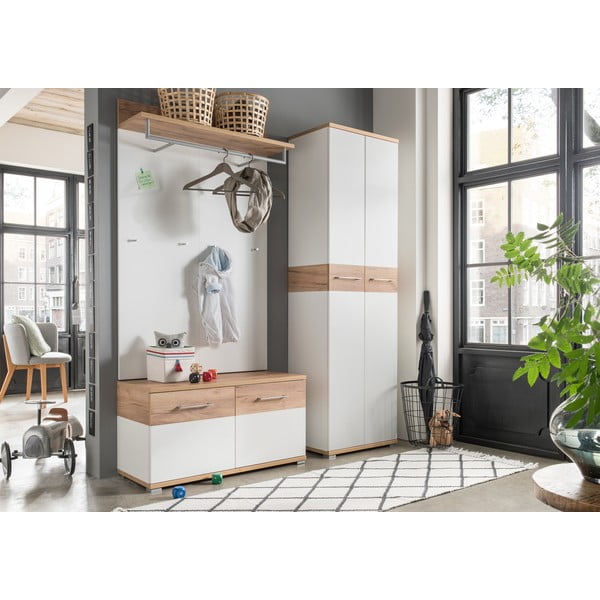 Дъбов гардероб в бял\естествен цвят 59x199 cm Topix - Germania-image-1