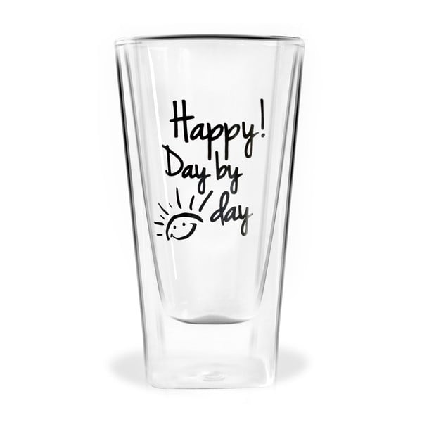 Dvojitá sklenice Vialli Design Happy Day by Day, 300 ml