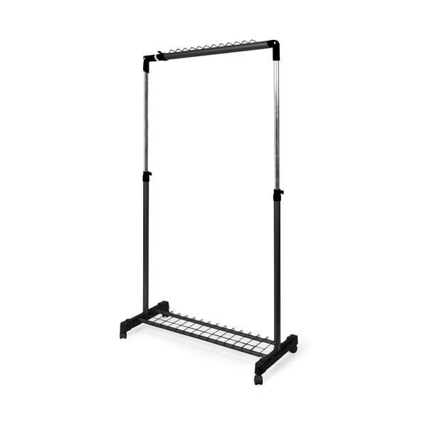 Черна метална телескопична/на колелца стойка за дрехи Under Stairs – Compactor-image-4