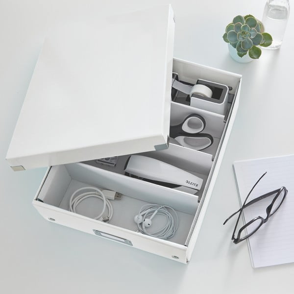 Бяла картонена кутия за съхранение с капак Click&Store - Leitz-image-1