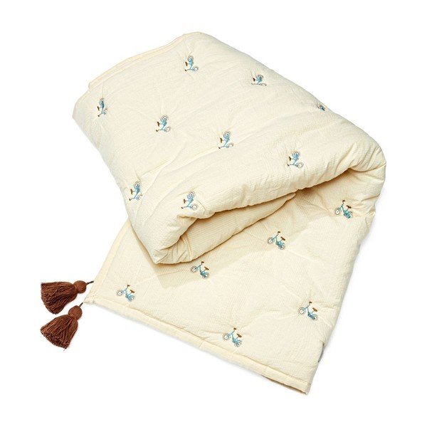 Червено/светложълто олекотено бебешко одеяло от органичен памук 90x120 cm Bicycles – Cam Cam Copenhagen