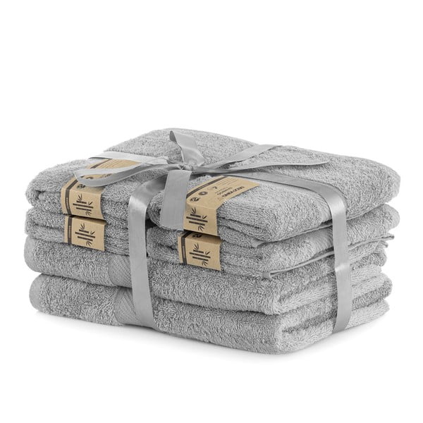 Сиви хавлии и кърпи за баня със смес от бамбук и тери  в комплект от 6 бр. Bamby – DecoKing-image-1