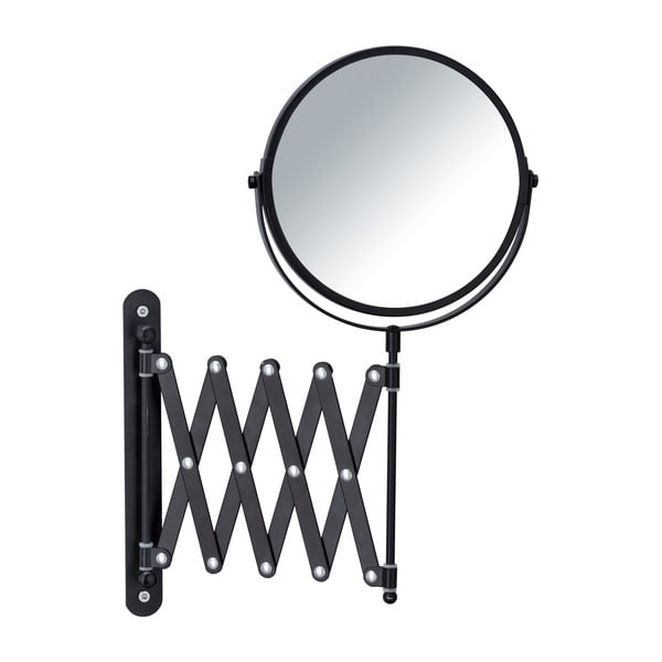 Черно козметично огледало за стена с телескопичен държач Exclusive - Wenko