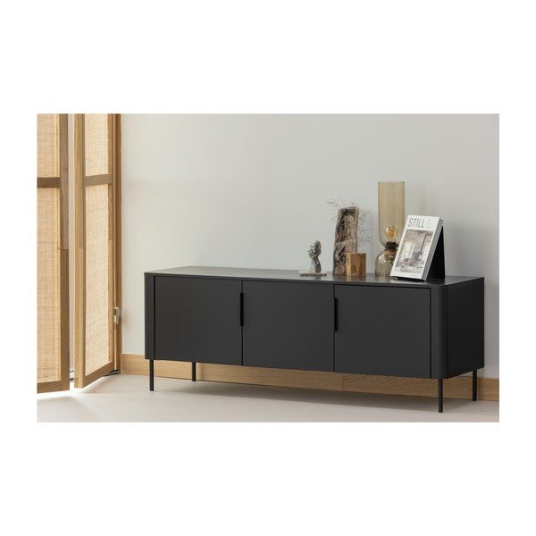 Матово черна маса за телевизор от масивен бор 154x56x44 cm Gunnar – WOOOD-image-1