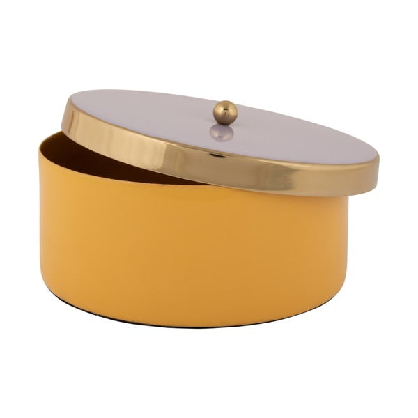 Жълта декоративна метална кутия за съхранение ø 16x6 cm Double Funky – PT LIVING-image-3