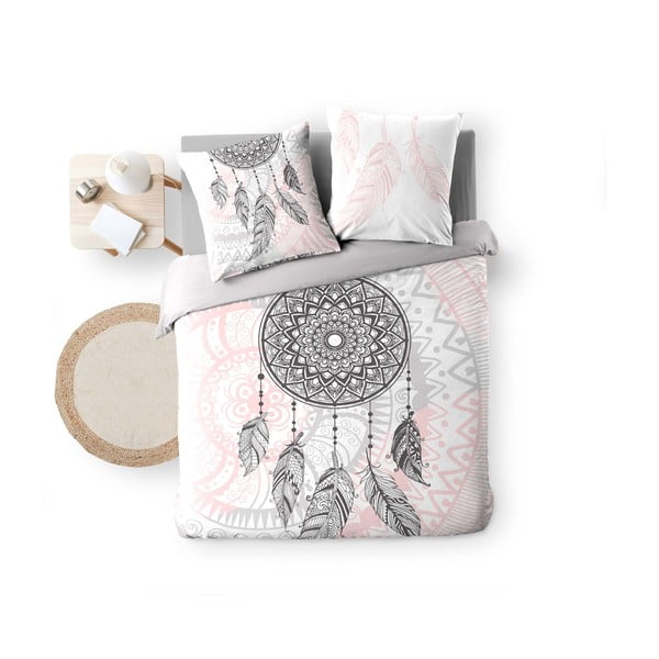 Бяло-розово двойно памучно спално бельо 200x200 cm Namaste – douceur d'intérieur-image-2