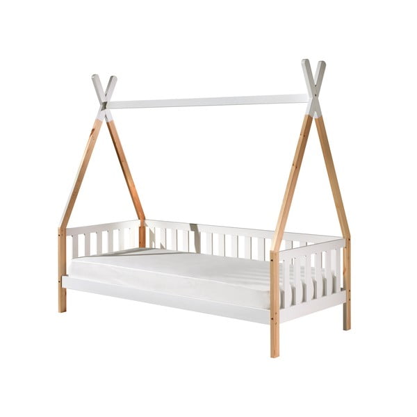 Бяло детско легло с преграда , 90 x 200 cm Tipi - Vipack