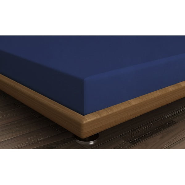 Тъмносин еластичен памучен чаршаф 140x200 cm – Mijolnir-image-1