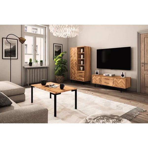 Дъбова маса за кафе в естествен цвят 60x110 cm Abies - The Beds-image-1